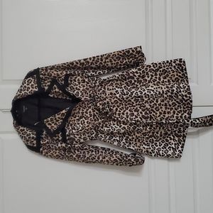 Bebe Leopard Print Belted Trench Coat